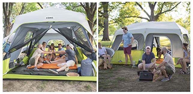 CORE 9 Person Instant Cabin Tent - Large Camping Tents with Rooms