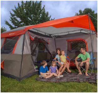 Ozark Trail 12-Person 3 Room Instant Cabin - Camping Tents with Rooms 