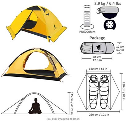 GEERTOP Season Backpacking Tent - Specification