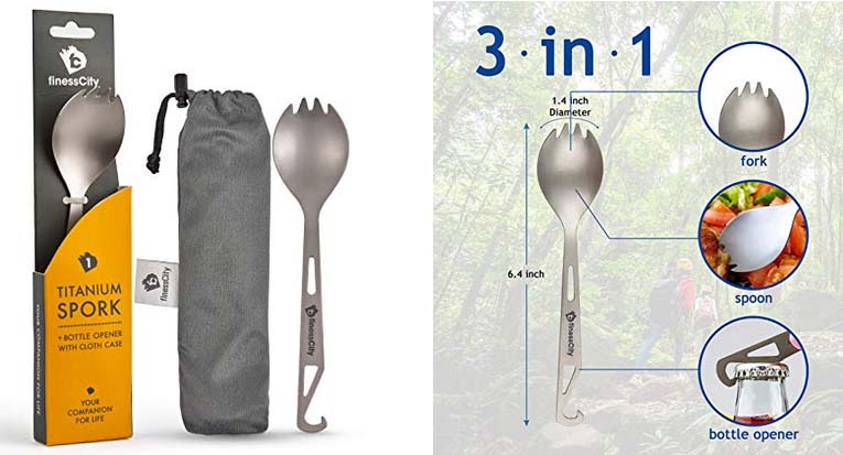 finessCity Titanium Spork (Spoon Fork) with Bottle Opener - 3-day backpacking checklist – Kitchen Utensils