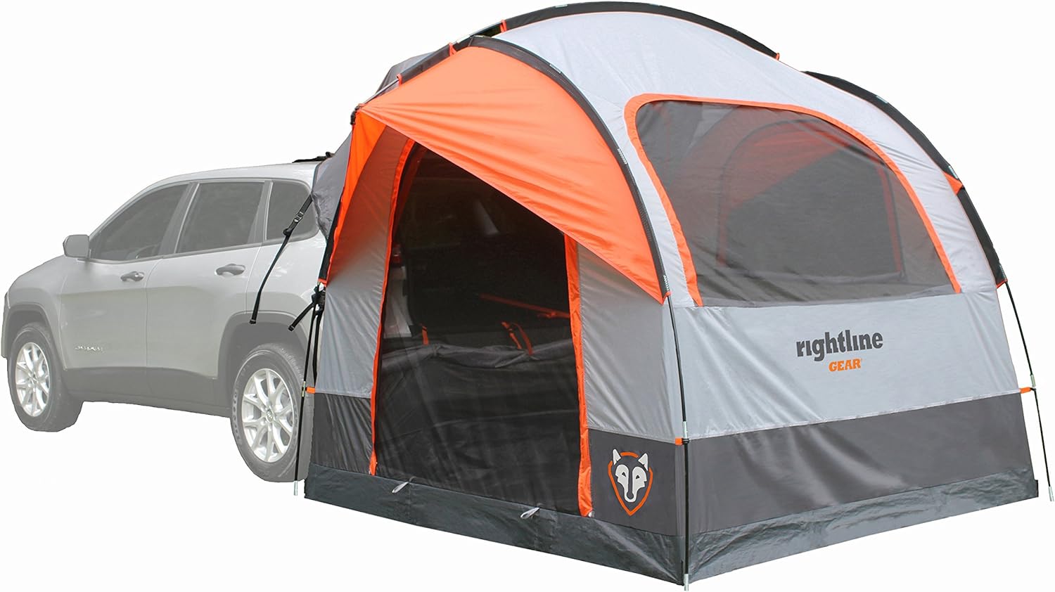 Rightline Gear 6-Person SUV Tent Attachment for Camping, 8 by 8 by 7.2 Feet, Water-Resistant, Zipper, Rainfly, Orange